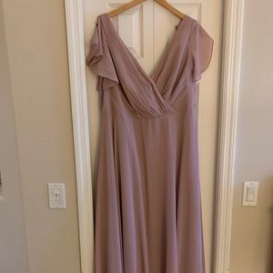 David’s Bridal Flutter Sleeve Full Skirt Bridesmaid Dress
